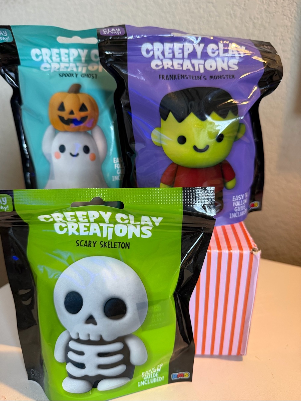 🎃👻”CREEPY CLAY CREATIONS” SKELETON•FRANKENSTEIN•GHOST!!👻  All three included!🎃
